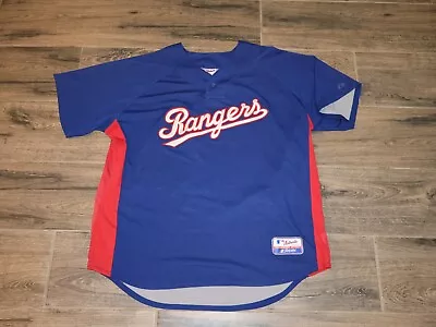 Vintage Texas Rangers MLB Baseball Majestic Jersey Blue Retro Rare XL Ironed On • $2.25