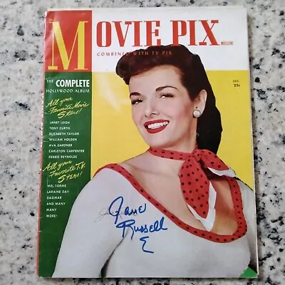 Jane Russell SIGNED 1951 Movie Pix Liz Taylor Ava Leigh Curtis Gossip Films COA • £33.75