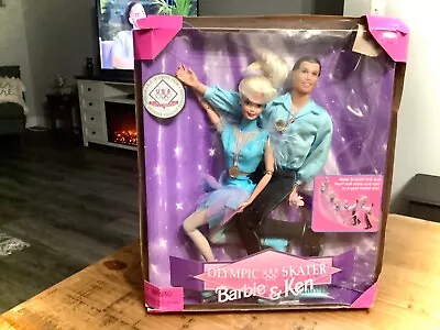 NEW 1997 Olympic USA Ice Skater Barbie & Ken Dolls Set  #18726 DAMAGED BOX NIB • $25