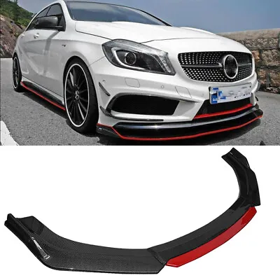 For Mercedes-Benz Front Bumper Lip Chin Spoiler Splitter Body Kit Carbon + Red • $48