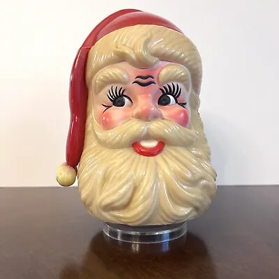 Musical Santa Head Face Vintage 1973 Rotating Christmas Decor Jingle Bells 7” • $25