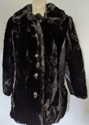 CAREER ORIGINALS Tissavel Vtg USA Faux Fur Jacket COAT Womens Size 12 Dark Brown • $29