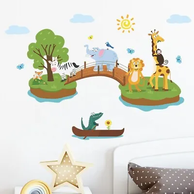 £7.99 • Buy Removable Animals Jungle Cartoon Wall Sticker Decal Children/kids Bedroom