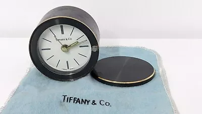 Tiffany & Co Travel Alarm Clock Gunmetal Colour Case Rotating Cover No 12570. • £9.99