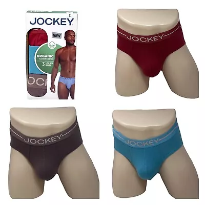 Jockey Organic Cotton Stretch Brief Low Rise 3 Pack Men's Underwear 009534/448 • $27.99