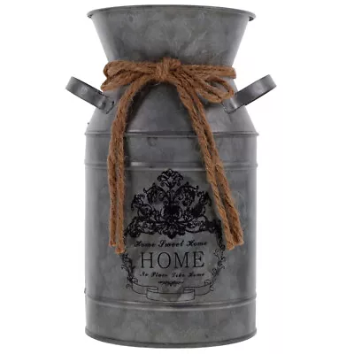  Vintage Galvanized Milk Can Vase With Handle And Rope - Rustic Farmhouse-RS • £12.65