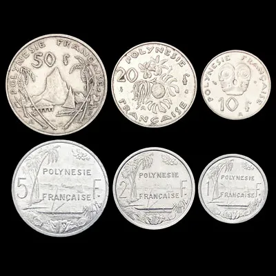 [F-2] French Polynesia Set 6 Coins 1 2 5 10 20 50 Francs 1967-2012 A-UNC • $9.69