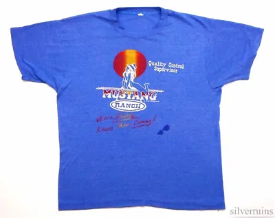 Mustang Ranch Vintage T Shirt 1980's Tourist Reno Nevada Quality Control Logo • $95