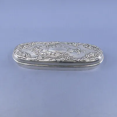 C1884 FERDINAND FUCHS For UDALL & BALLOU NYC Oval Sterling Box 97g 5  X 1 1/2  • $295