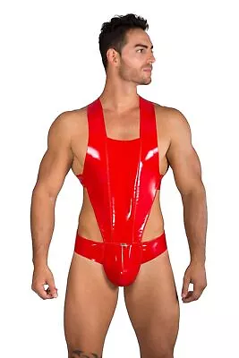 Eros Veneziani Men 7317 Red Bodysuit Thong Back PVC Latex Look Made In Italy • $44.33