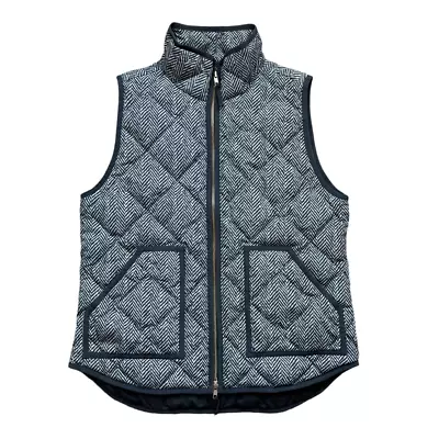 J. Crew Factory Size Medium Herringbone Puffer Vest Down Filled Gray • $30