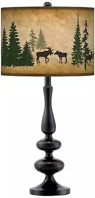 Moose Lodge Giclee Paley Black Table Lamp • $99.99