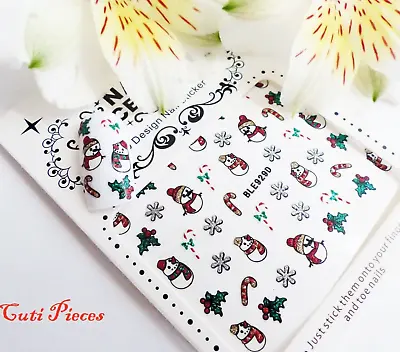 3D Nail Art Christmas Snowman Candy Cane Snowflakes Stickers Decal Glitter 929x • $2.05