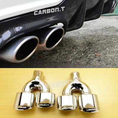 C63 A Look For Mercedes-Benz W204 C250 C300 C350 4D 2D Exhaust Dual Tips 08-14 • $189.05