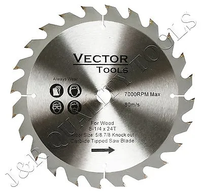 Vector 8-1/4-In X 24T Carbide Tipped Saw Blades For Wood With 5/8  & 7/8  Arbor  • $13.95