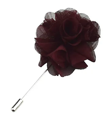 Burgundy Merlot Wine Red Floral Rosette Lapel Flower Pin Wedding Prom Corsage L5 • £4.99