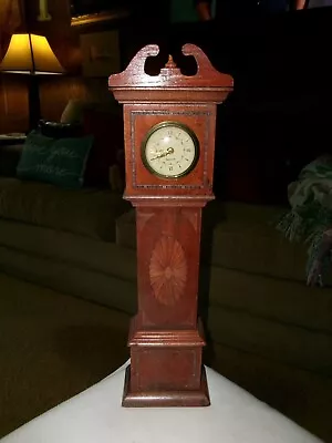 17-1/2 Inch Tall Miniature Grandfather's Clock-hand Parquet-germany-mercedes-old • $28.99