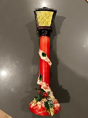 Vintage 1960's Christmas Lamp Post Candle 14  Tall W/ Holly • $20