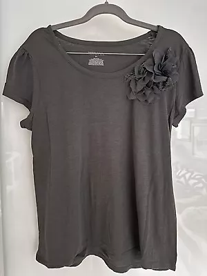 Merona Women's XL Grey W/ Flowers Appliqué Soft Cotton T-Shirt Top - Never Worn • $11.90