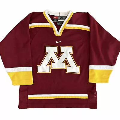 Vtg Nike Minnesota Golden Gophers NCAA Ice Hockey Jersey Youth XL Goldy Blank • $74.99