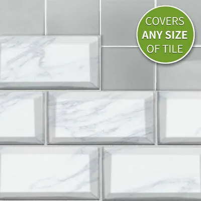 9pcs White Marble Bricks Self-adhesive Bathroom Kitchen Wall Tile Stair Sticker • $18.27