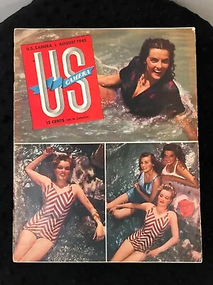 US Camera Magazine August 1945 WW2 Iwo Jima Ingrid Bergman • $20