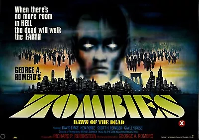 Home Wall Print - Vintage Movie Poster - ZOMBIES DAWN OF THE DEAD - A4A3A2A1 • £6.99