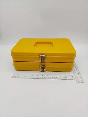 2 Vintage Wilson Mfg Co. Wil-Hold Thread Box Plastic Harvest Gold Yellow EUC • $24.99