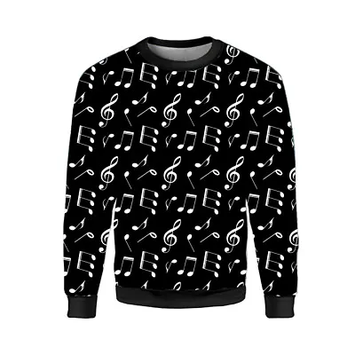 Unisex Musical Notes Keys Symbols Fleece Jumper Sweatshirt Pull Over Fashion • $34.52