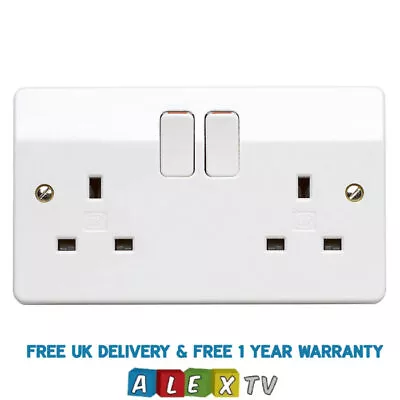 Premium Switch Socket 2 Gang 13 Amp MK Logic Plus K2747 White • £8.99