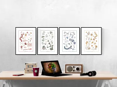 £6 • Buy Harry Potter Hogwarts House Watercolour Set Of 4 Prints Pictures Wall Art Poster