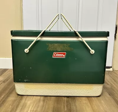 Vintage Coleman Cooler Green Metal Ice Chest 1982 RARE MODEL! • $149.99