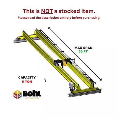 R&m 5 Ton 50' Span Top Running Double Girder Overhead Bridge Crane Kit • $26898.50