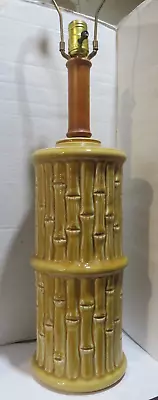 Vintage Faux Bamboo Ceramic Table Lamp Island Tiki Decor Mid Center Modern • $134.99