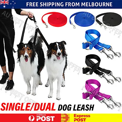 $4.38 • Buy 2 Way Double Dual Or 15M Nylon Dog Leash Lead Walk  Lead Nylon AU