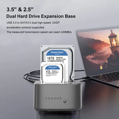 £26.89 • Buy ALL In One HDD Docking / Dock Station Dual Bay USB 3.0 To SATA For 2.5  3.5  HDD
