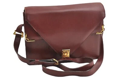 $93.50 • Buy Authentic Cartier Must De Cartier Shoulder Bag Leather Bordeaux Red 4894G