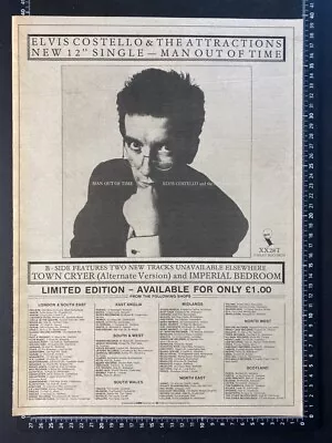 Elvis Costello - Man Out Of Time -  1982 Vintage Advert Poster L186 • $14.93