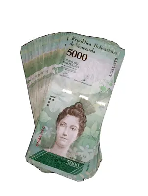 100 Pcs X Venezuela 5000 Bolivares Banknotes/ 2017 Issue -CIRCULATED Bundle /P97 • $29.99