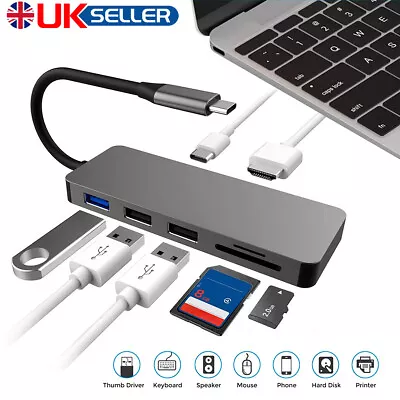 7 In 1 USB C HUB Laptop Docking Station For Dell HP MacBook Pro Type C Dock HDMI • £14.88