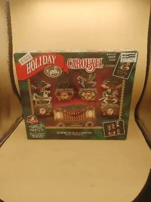 NIB Rare Mr. Christmas Holiday Carousel 4 Horses Lights 1994 Vintage • $60