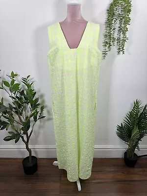 COS Cotton Checked Long Pinafore Summer Maxi Dress EU 44 UK 16 • £30