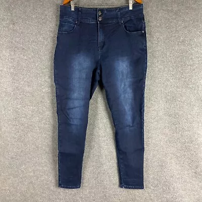 City Chic Jeans Womens 16 Plus Blue Denim Harley High Rise Skinny Leg Stone Wash • $39.95