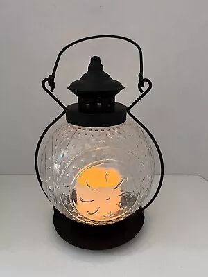 Clear Molded Glass 11” Lantern With Flameless LED Pillar Timer Candle • $32