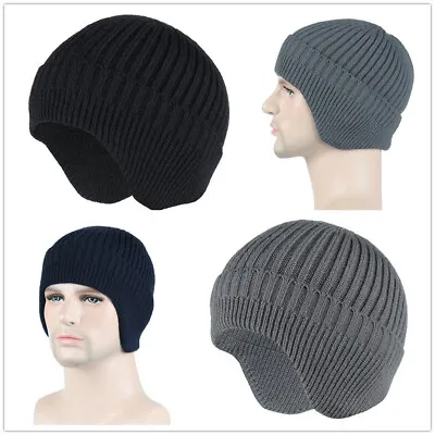 Winter Men Knitted Wool Beanie Hat Ear Flap Warm Thermal Outdoor Cycling Ski • $21.79