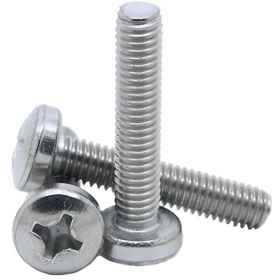 £2.45 • Buy M4 M5 M6 Phillips Pan Head Machine Screws  Bolts A2 Stainless Steel Din 7985h