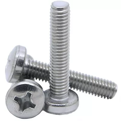 M4 M5 M6 Phillips Pan Head Machine Screws  Bolts A2 Stainless Steel Din 7985h • £4.39