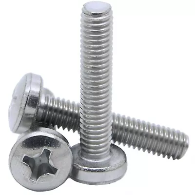 M4 M5 M6 Phillips Pan Head Machine Screws  Bolts A2 Stainless Steel Din 7985h • £2.83