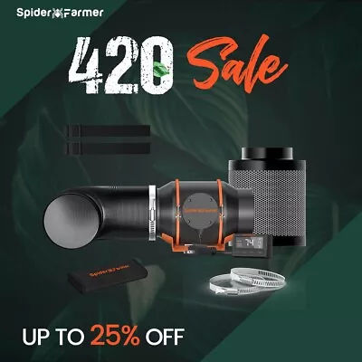 Spider Farmer 4/6Inch Intelligent Inline Fan Carbon Filter Combo Ventilation • $197.99