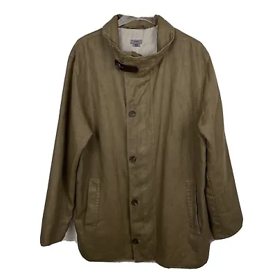 M0851 Jacket XL Mens Tan Brown Button Full Zip Field Utility Lined Cotton Casual • $64